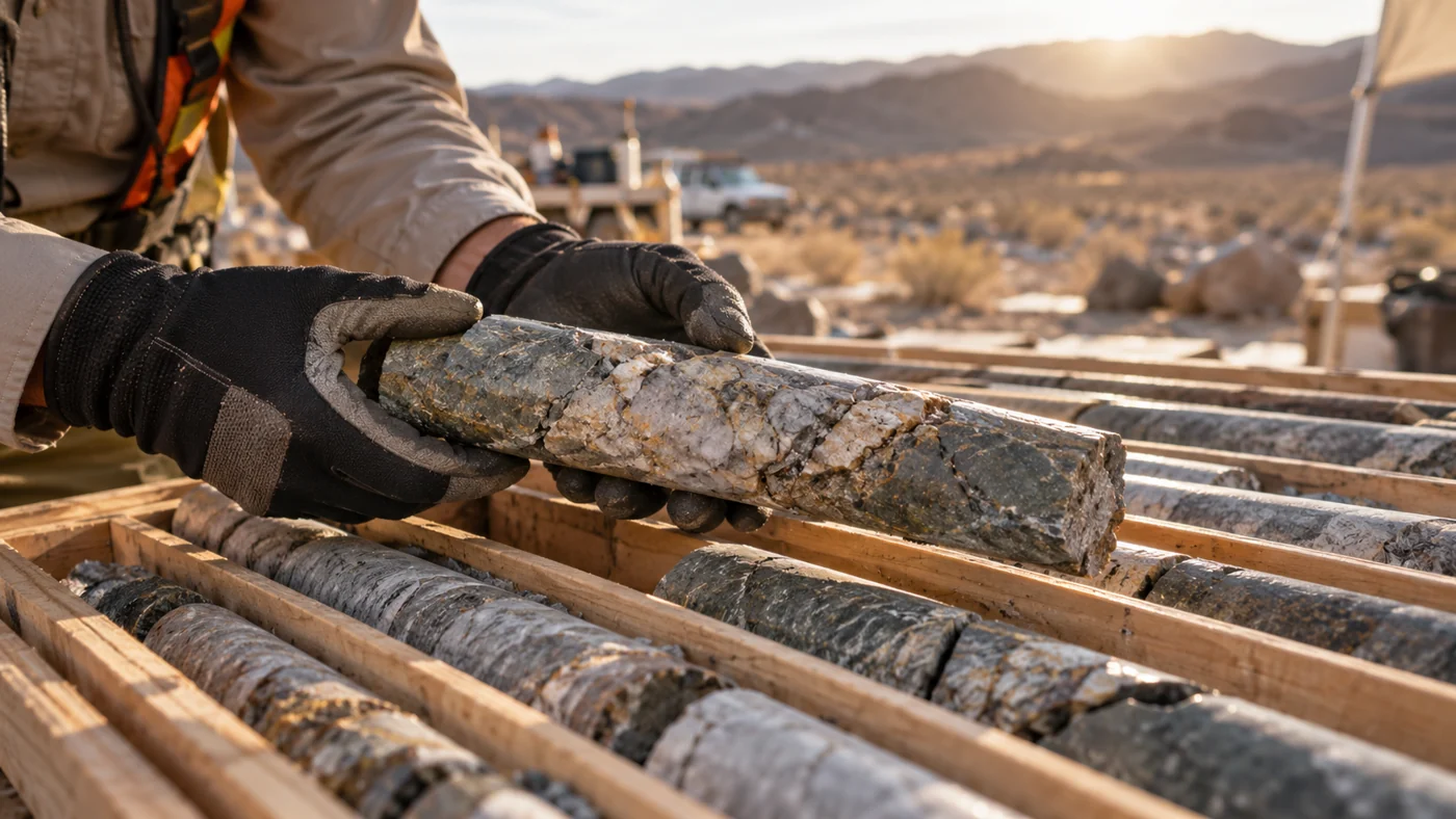 Illustration of geological rock core examination